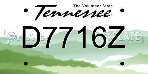 D7716Z Tennessee License Plate