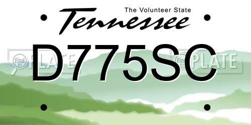 D775SC Tennessee License Plate