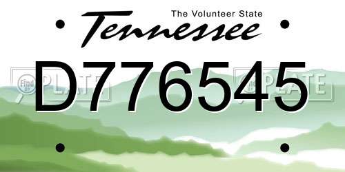 D776545 Tennessee License Plate