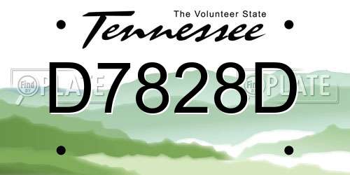 D7828D Tennessee License Plate