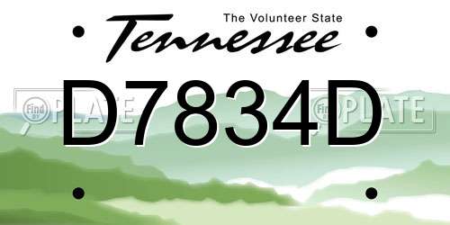 D7834D Tennessee License Plate