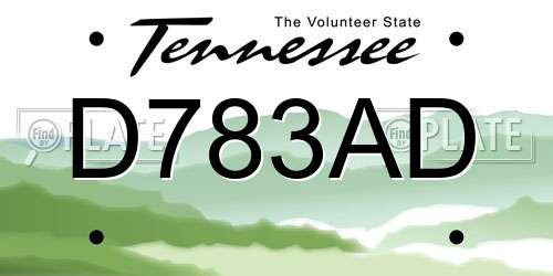 D783AD Tennessee License Plate