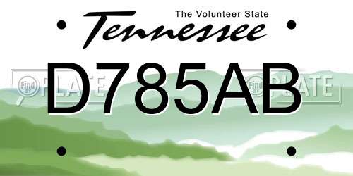 D785AB Tennessee License Plate