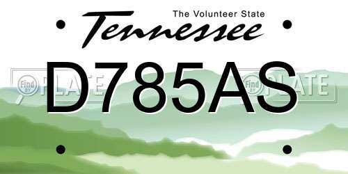 D785AS Tennessee License Plate