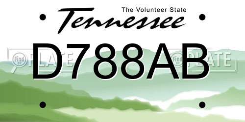 D788AB Tennessee License Plate
