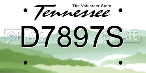 D7897S Tennessee License Plate