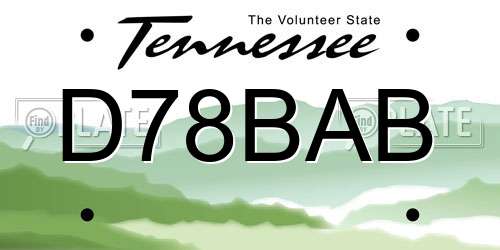 D78BAB Tennessee License Plate