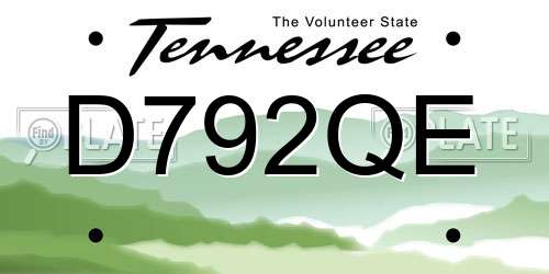 D792QE Tennessee License Plate