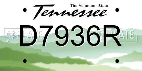 D7936R Tennessee License Plate