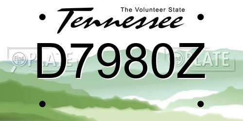 D7980Z Tennessee License Plate