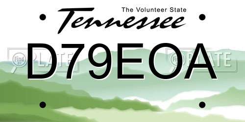 D79EOA Tennessee License Plate