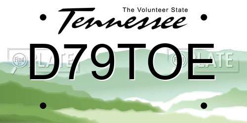 D79TOE Tennessee License Plate