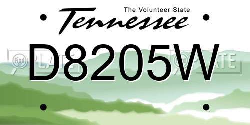 D8205W Tennessee License Plate
