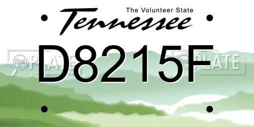 D8215F Tennessee License Plate