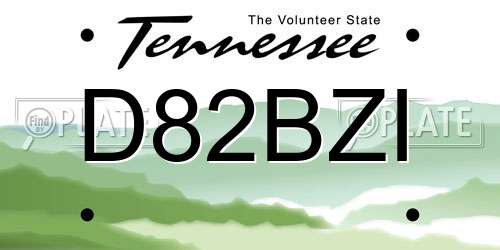 D82BZI Tennessee License Plate