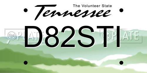 D82STI Tennessee License Plate