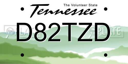 D82TZD Tennessee License Plate