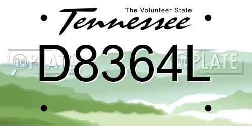 D8364L Tennessee License Plate