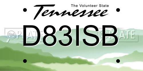 D83ISB Tennessee License Plate