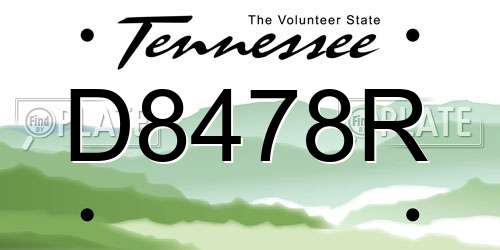 D8478R Tennessee License Plate