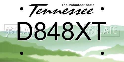 D848XT Tennessee License Plate