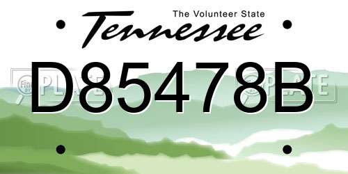 D85478B Tennessee License Plate