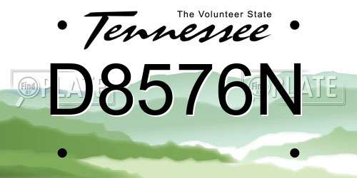 D8576N Tennessee License Plate