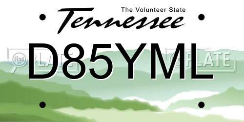 D85YML Tennessee License Plate