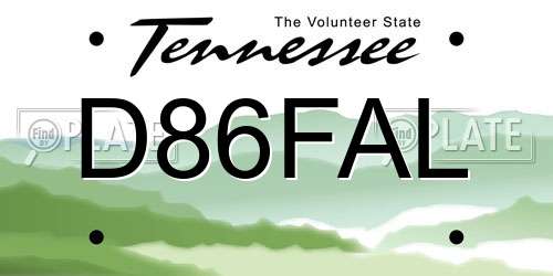 D86FAL Tennessee License Plate