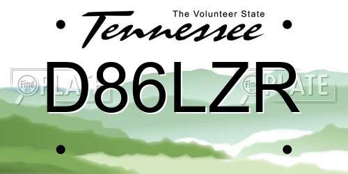 D86LZR Tennessee License Plate