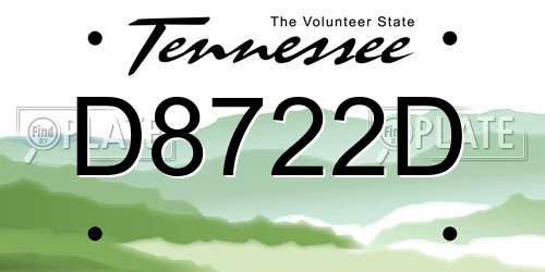 D8722D Tennessee License Plate