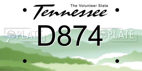 D874 Tennessee License Plate