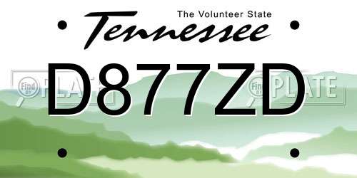 D877ZD Tennessee License Plate
