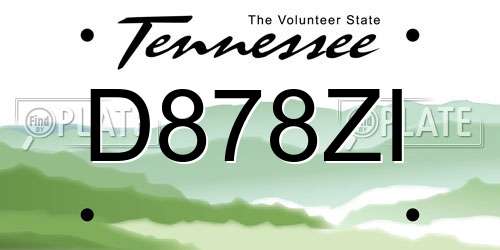 D878ZI Tennessee License Plate