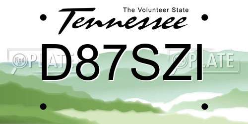 D87SZI Tennessee License Plate