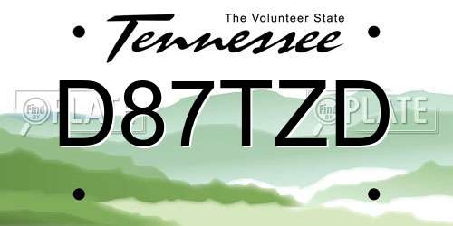 D87TZD Tennessee License Plate