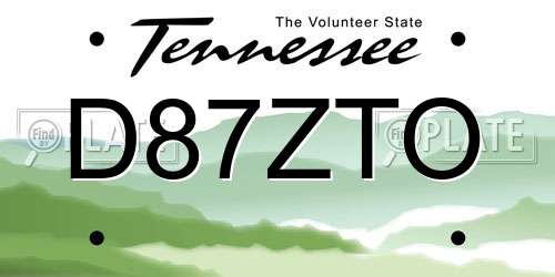 D87ZTO Tennessee License Plate
