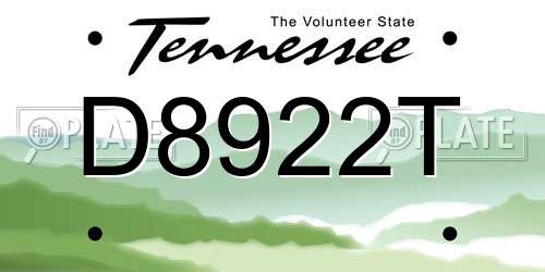 D8922T Tennessee License Plate