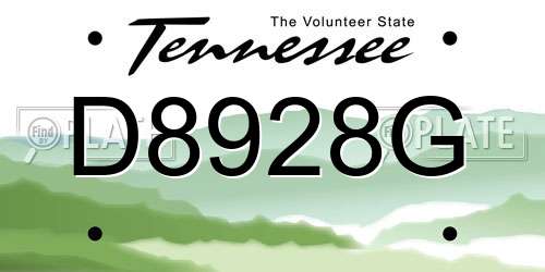 D8928G Tennessee License Plate