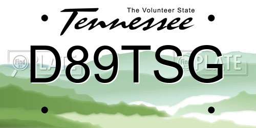 D89TSG Tennessee License Plate