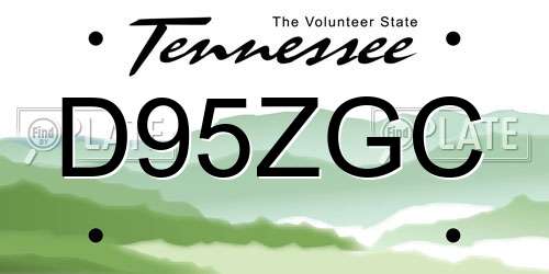 D95ZGC Tennessee License Plate