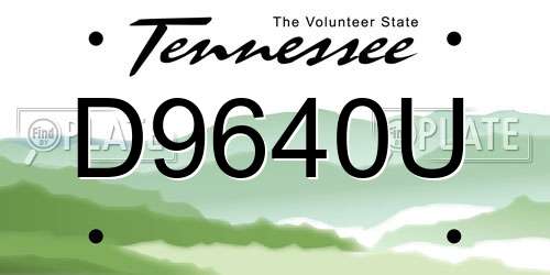 D9640U Tennessee License Plate