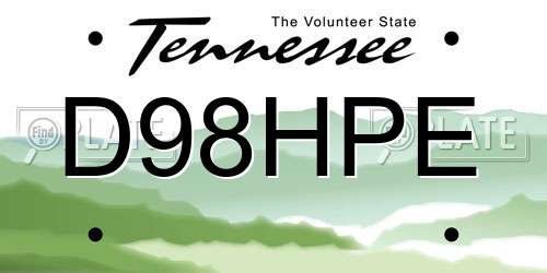D98HPE Tennessee License Plate
