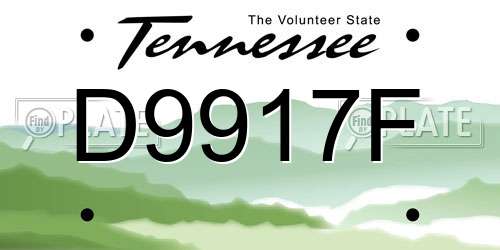 D9917F Tennessee License Plate