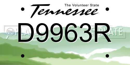 D9963R Tennessee License Plate