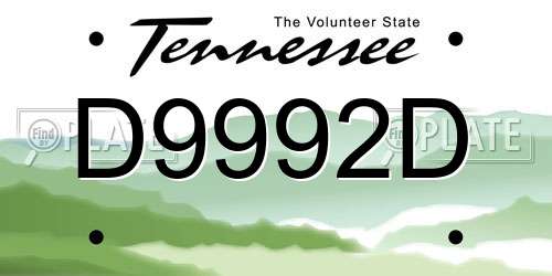 D9992D Tennessee License Plate
