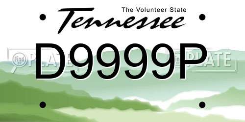 D9999P Tennessee License Plate