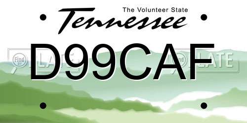 D99CAF Tennessee License Plate