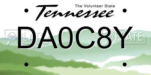 DA0C8Y Tennessee License Plate