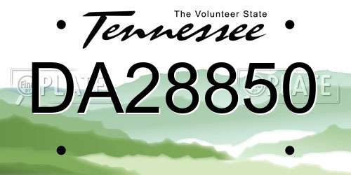 DA28850 Tennessee License Plate